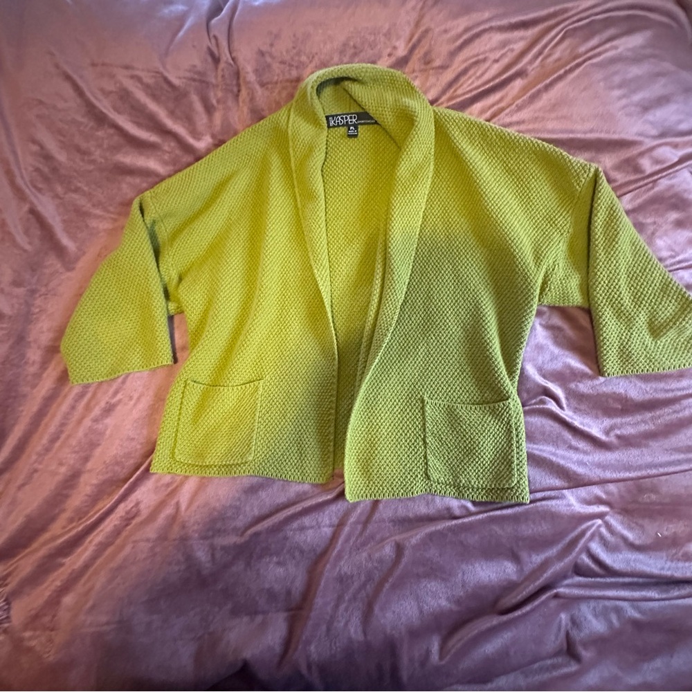 Green Open Front Cardigan